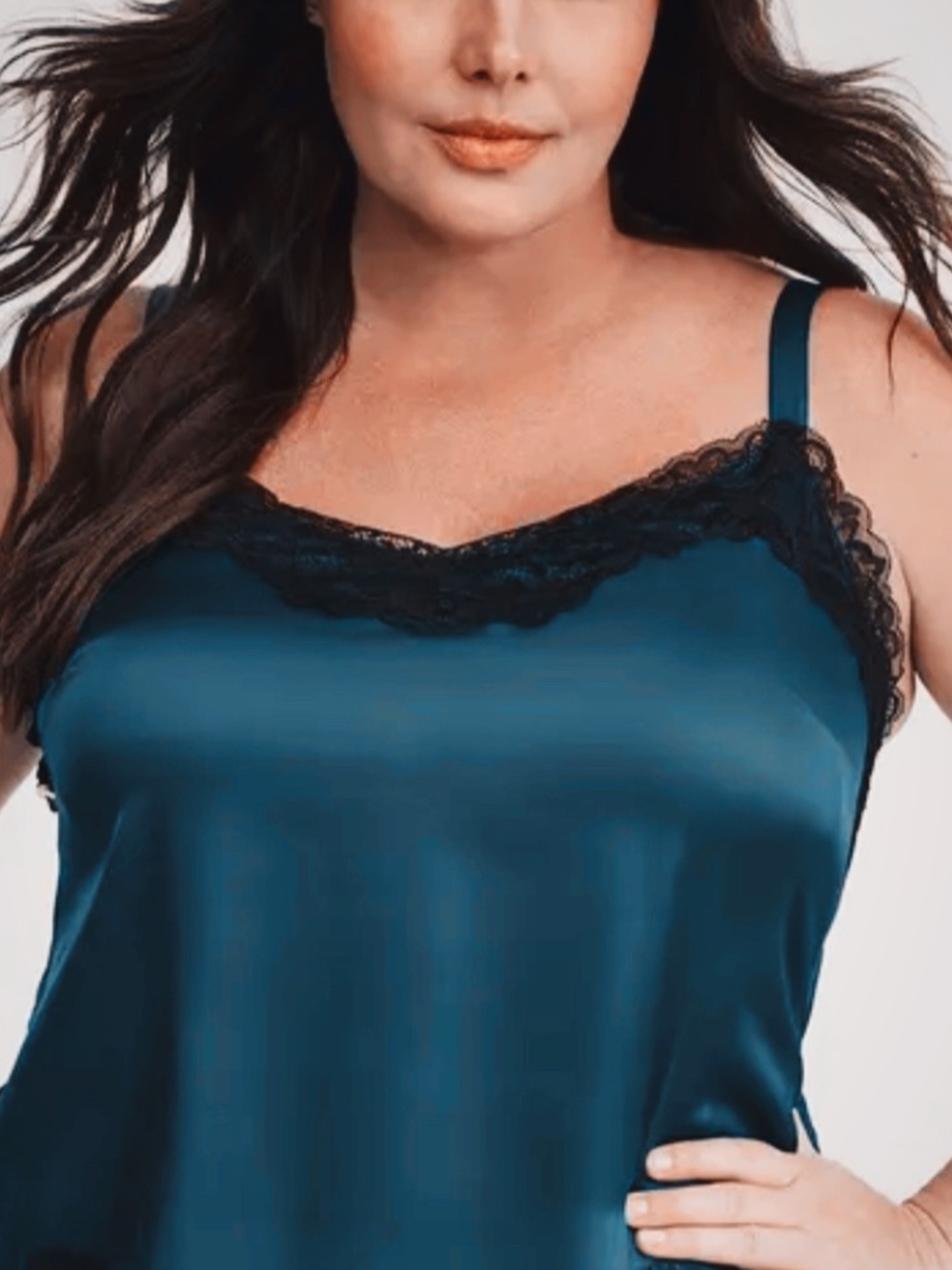 NEW! TORRID Blue Satin Camisole with Black Lace Trim size 2X Brand New With Tag!
